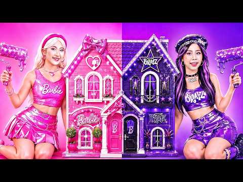 Soft Barbie Vs Alt Bratz In Doll Room Makeover Challenge!