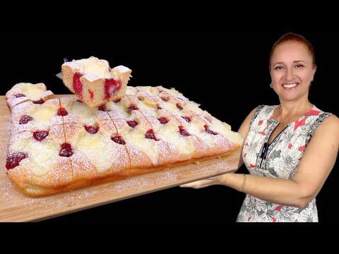 🍒 Кремовый ПИРОГ с МАЛИНОЙ нежный и воздушный Люда Изи Кук выпечка к чаю как испечь малиновый пирог