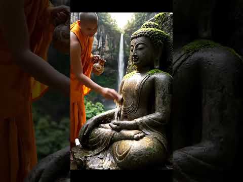 ทำความสะอาดพระพุทธรูปแกะสลักโบราณริมลำธาร