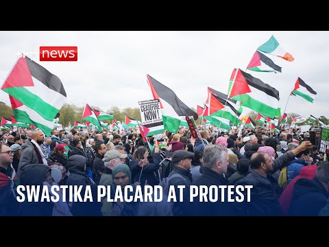 Man arrested for carrying swastika placard at pro-Palestinian protest