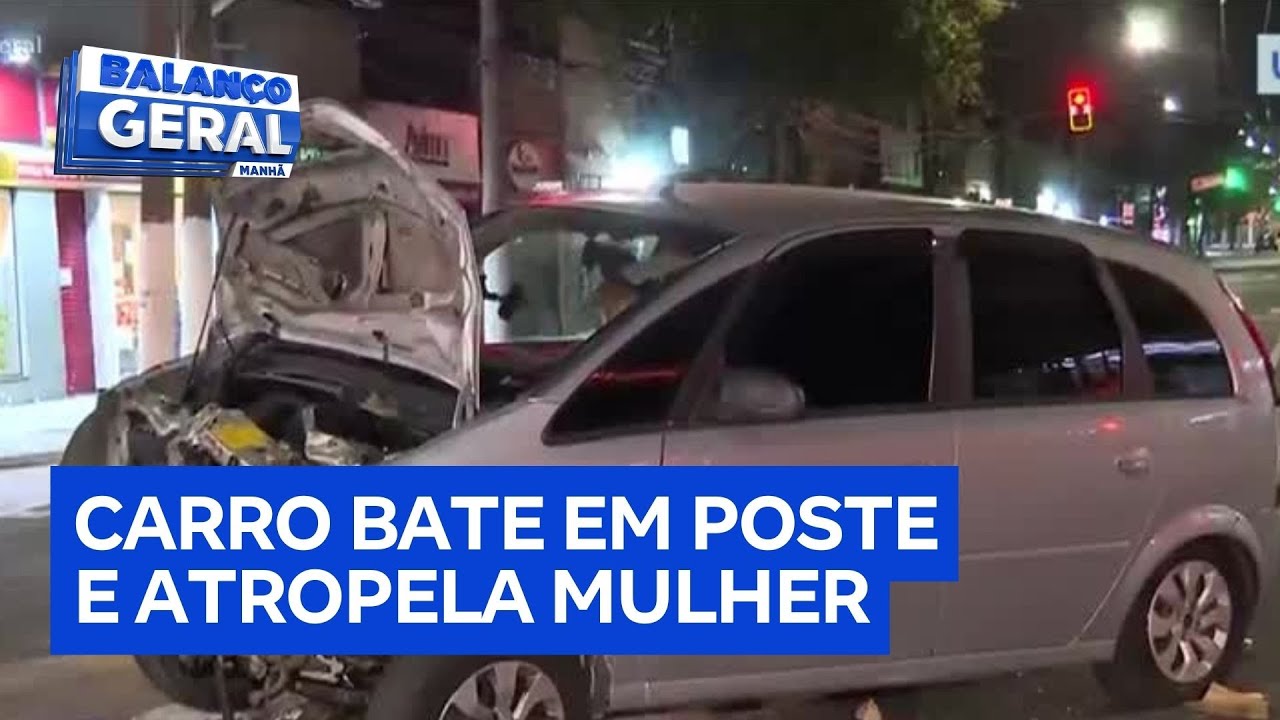 Carro bate em poste e atropela mulher no centro de São Paulo