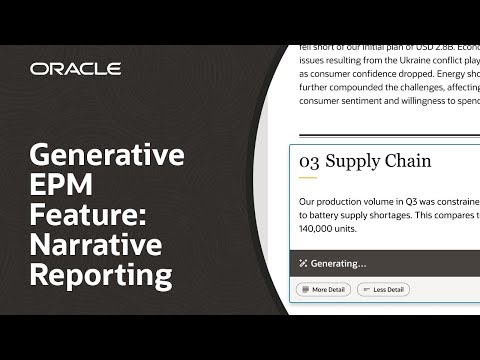 Oracle Fusion Cloud ERP Generative EPM Feature: Narrative Reporting