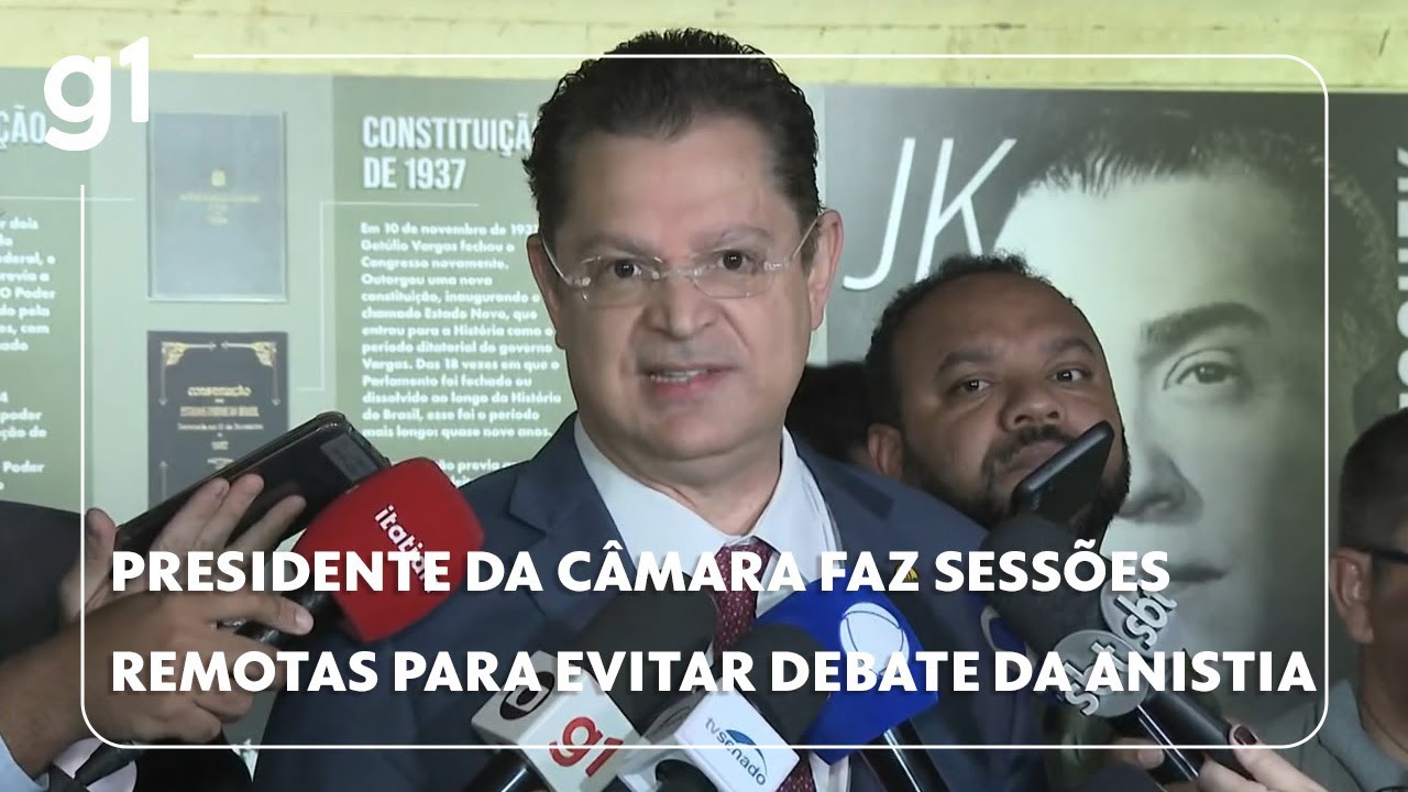 Jornal da Globo Presidente da Câmara decide fazer sessões remotas para evitar debate sobre anistia