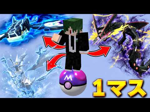 ポケモンの『伝説ラッキーブロック』で1マスでメガレックウザを倒せ！【マイクラ】【マインクラフト】
