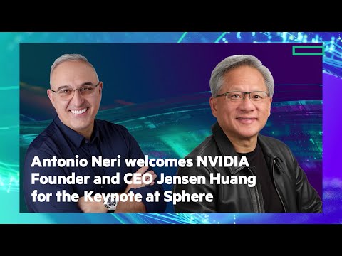 Antonio Neri welcomes NVIDIA Founder and CEO Jensen Huang for the keynote at Sphere