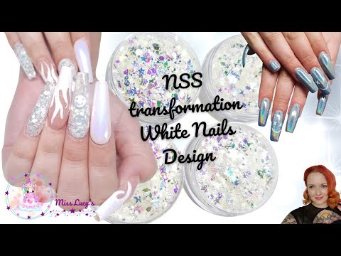 NSS Transformation - White Nails - Chrome Pigment - Flames