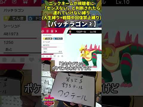 【ポケモン剣盾】ハイセンスニックネーム人生縛り命名集(パッチラゴン②)【Twitch配信】
