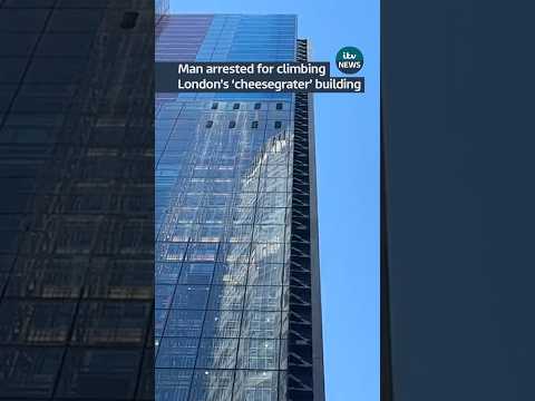Man caught climbing London skyscraper with no safety ropes #itvnews #london #freeclimbing #london