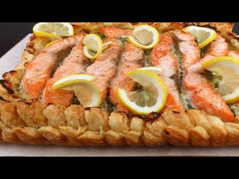 🍴🐟Открытый СЛОЕНЫЙ пирог с рыбой и спаржей Люда Изи Кук рыбный пирог обед ужин блюда с рыбой рецепт