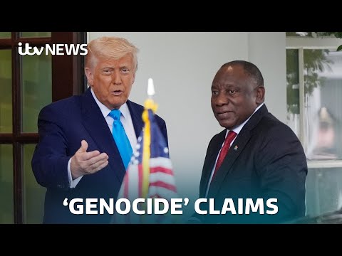 Trump confronts South African president over discredited 'genocide' claims in the country | ITV News
