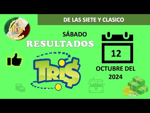 RESULTADOS SORTEOS TRIS DE LAS SIETE Y TRIS CLÁSICO DEL SÁBADO 12 DE OCTUBRE DEL 2024