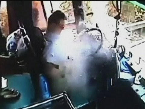 Bus driver hit by flying piece of metal in China