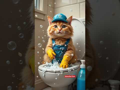 Cute Cat Cleaning Toilet ❤️🥰 #cats #catvideos #catlovers #meow #catshorts #shorts #virals