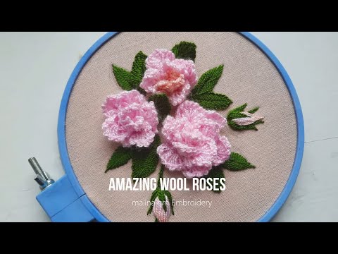 Amazing Embroidery 3D ROSE  Flower — Hand Embroidery Leaves and Buds