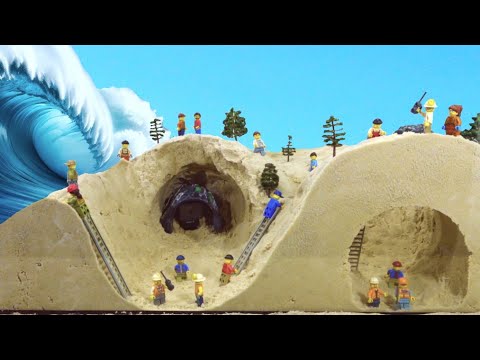 Sand Caves Flood Disaster - LEGO Tsunami Dam Breach Experiment