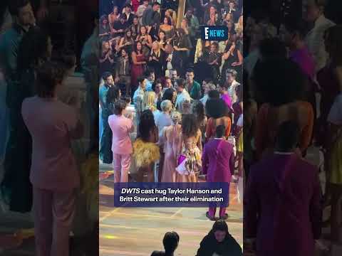 The #dwts  cast <strong>hug</strong> Taylor Hanson and Britt Stewart after their shocking week 3 elimination.