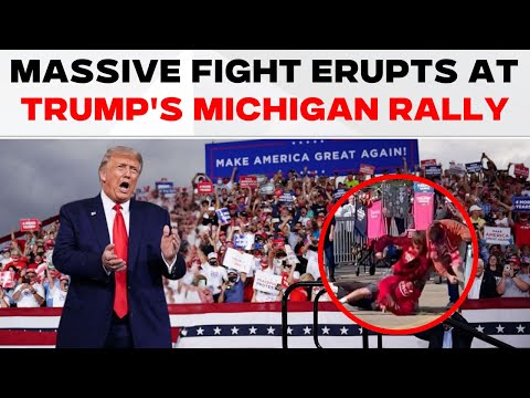 Donald Trump LIVE: Massive Fight Breaks Out At Trump's Michigan Rally | Trump Rally | U.S Election