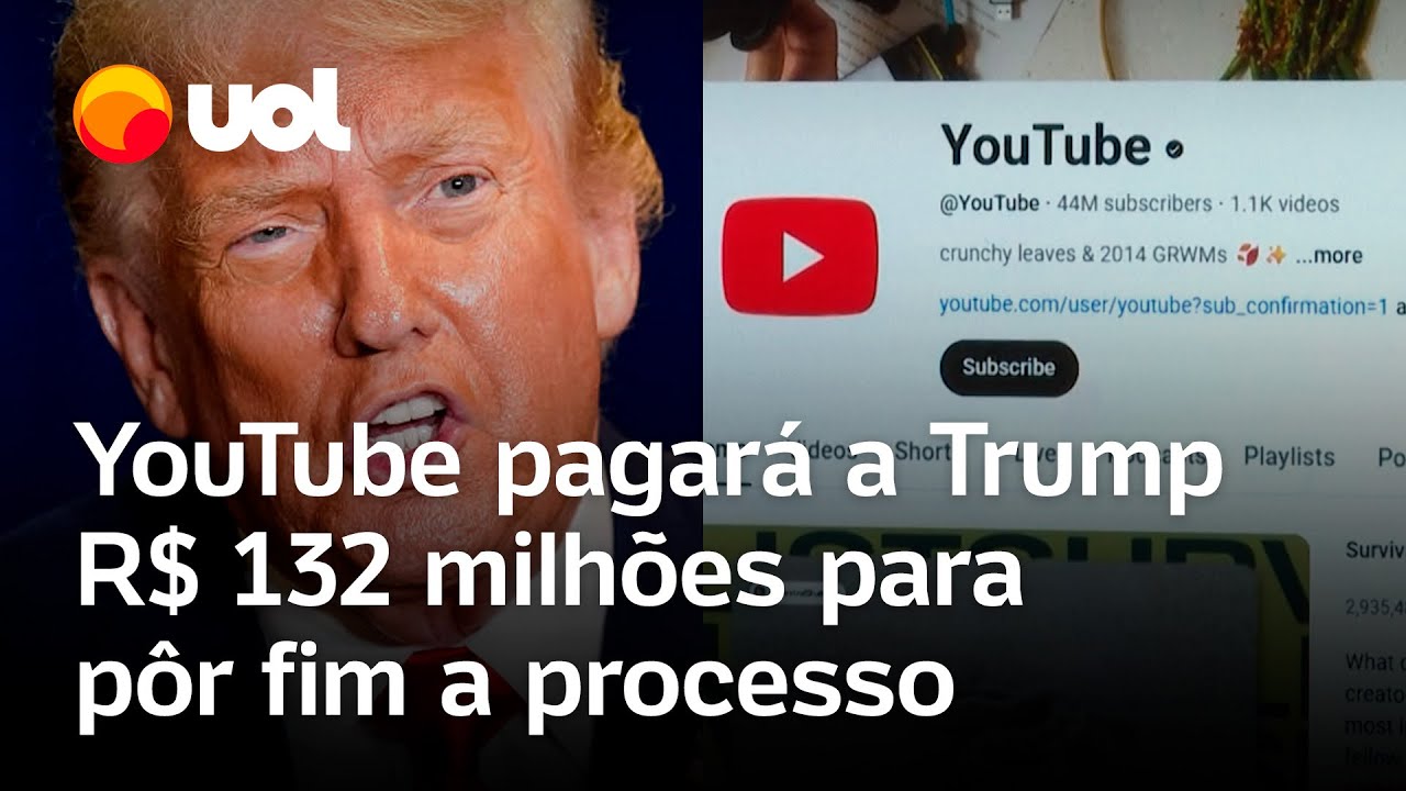 Trump x YouTube plataforma pagará mais de R$ 132 milhões ao presidente dos EUA em acordo judicial