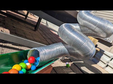 Marble run race ☆ Spiral aluminum horse & green slider handmade course.