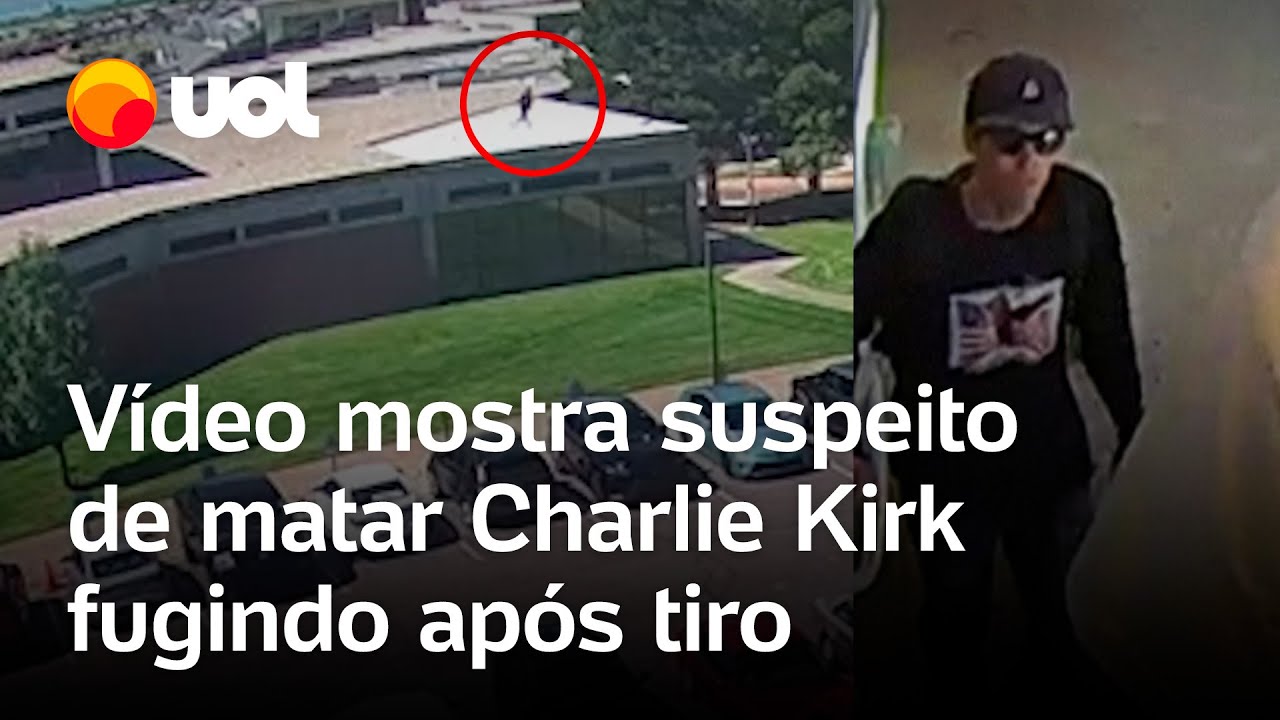 Charlie Kirk: vídeo mostra suspeito de matar influenciador pulando do telhado e fugindo após tiro