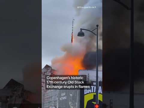 Old Stock Exchange in Copenhagen erupts in flames #shorts