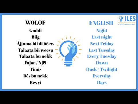L6 – BÉS YI AK BAAT YU AM SOLO CI ANGALE – Days of the Week and useful expressions in WOLOF  ENGLISH