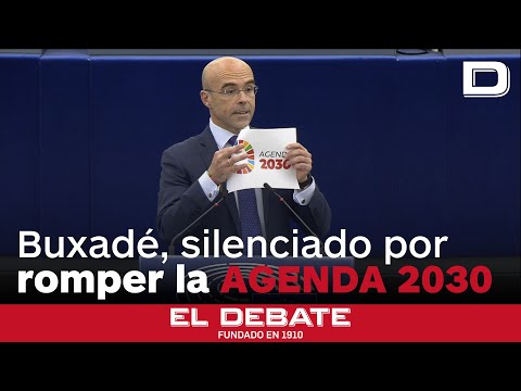 Le cortan el micro a Jorge Buxadé en el Parlamento Europeo por romper el logo de la Agenda 2030