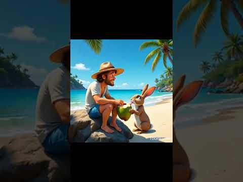 जब एक आदमी और खरगोश आइलैंड पर फस गए। man and rabbit trapped on an island. #shorts #aianimation