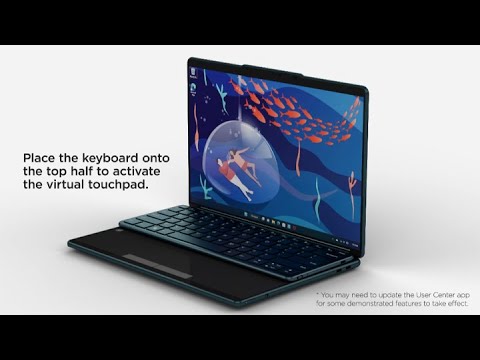 Activate the virtual touchpad or widget bar using Lenovo Yoga Book 9i (2023) Bluetooth keyboard