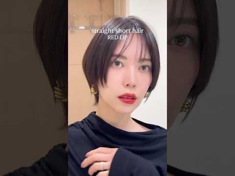 straight hair × RED LIP