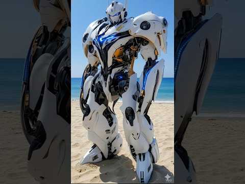 Robot to Futuristic Tank Transformation | White & Gold Transformer | Sci-Fi AI Video