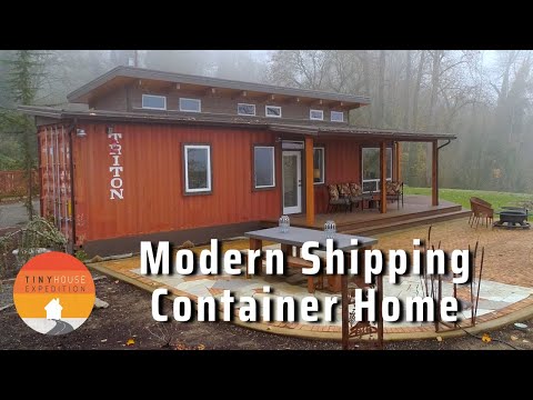 Modern Shipping Container Home Built w/ 2 40ft + a "Bridge" photo
