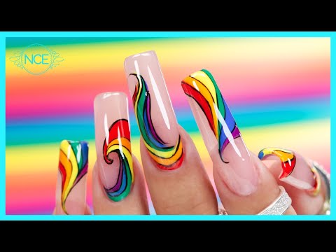 Sculpting Long Acrylic Nails 🌈 Pride Swirls Nail Art