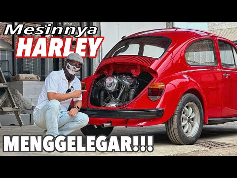 VW Kodok bermesin Harley-Davidson