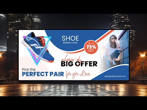 Shoe Billboard Banner Design  | Photoshop Tutorial 2024