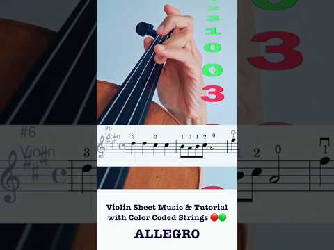 Allegro 🎻 Violin Tutorial With Color Coded Strings & Sheet Music 🟢🔴