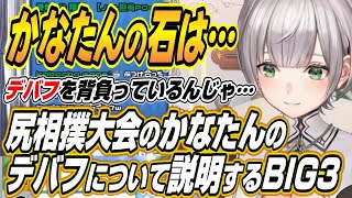 【ホロライブ切り抜き/白銀ノエル】尻相撲大会優勝候補かなたんのデバフについて説明するBIG3【大空スバル/雪花ラミィ】