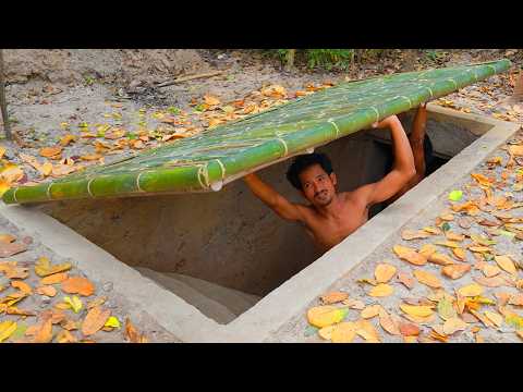 100Days Building Underground House with Swimming Pool And Decoration Underground Room