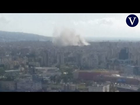 Una cámara capta el momento del bombardeo de Israel en Beirut, capital del Líbano