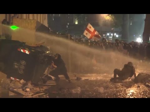 Georgian police use water cannons to try to disperse Tbilisi protest crowd