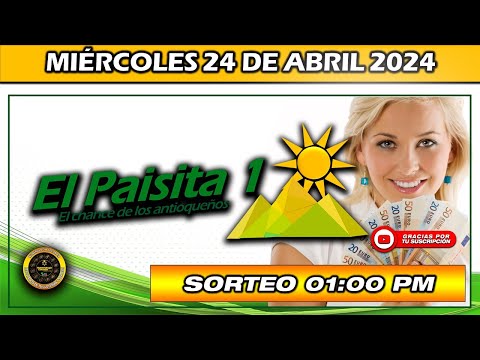 Resultado de EL PAISITA 1 del MIÉRCOLES 24 de Abril 2024 #chance #paisitadia