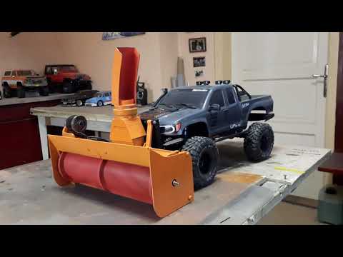 Half 3D printed non scale snow blower for SCX 10 Yota