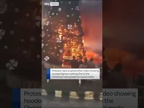 Christmas tree set on fire in Syria