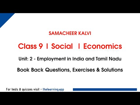 Employment in India and Tamil Nadu | Unit 2  | Class 9 | Economics | Social | Samacheer Kalvi