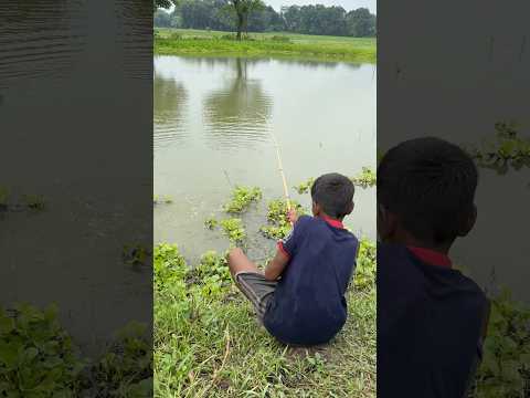 Village Boy fishing with hook #ruralfishing #hookfishing #shorts
