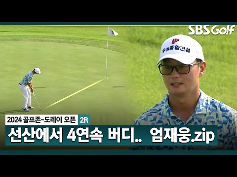 [2024 KPGA] 버디 6개 중에 연속 버디만 4개..! 경기력 확실하게 보여주는 엄재웅(-12) 주요장면_골프존•도레이 오픈 2R