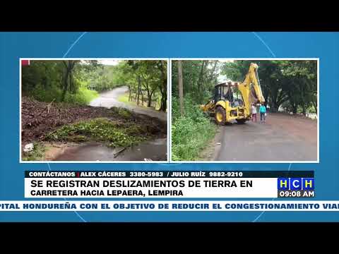 Despejan calles afectadas por deslaves y caída de árboles en Lepaera, Lempira