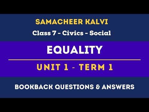 Equality Exercises, Book back Questions  | Unit 1  | Class 7 | Civics | Social | Samacheer Kalvi