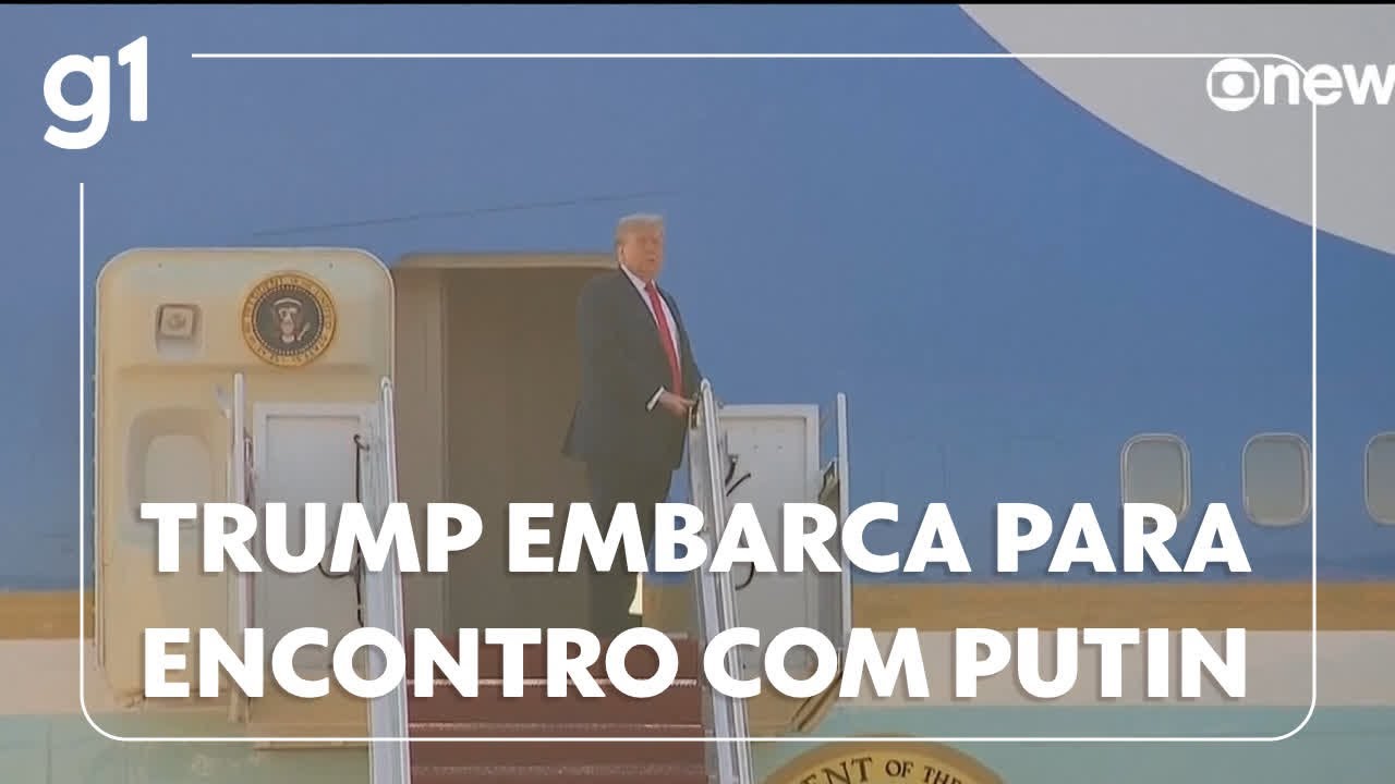 Donald Trump embarcou para se encontrar com o presidente russo no Alasca