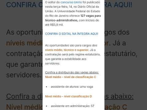 #UNIRIO - SAIU EDITAL#